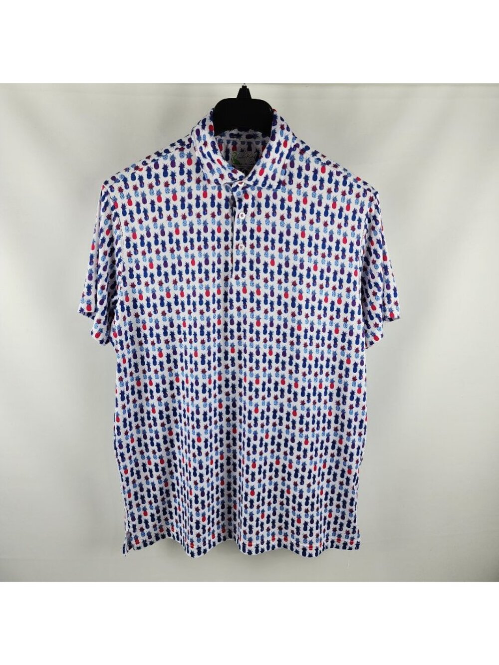 Tailor Byrd Shirt Mens Large Multi Geometric Pineapple Pattern S/S Golf Polo